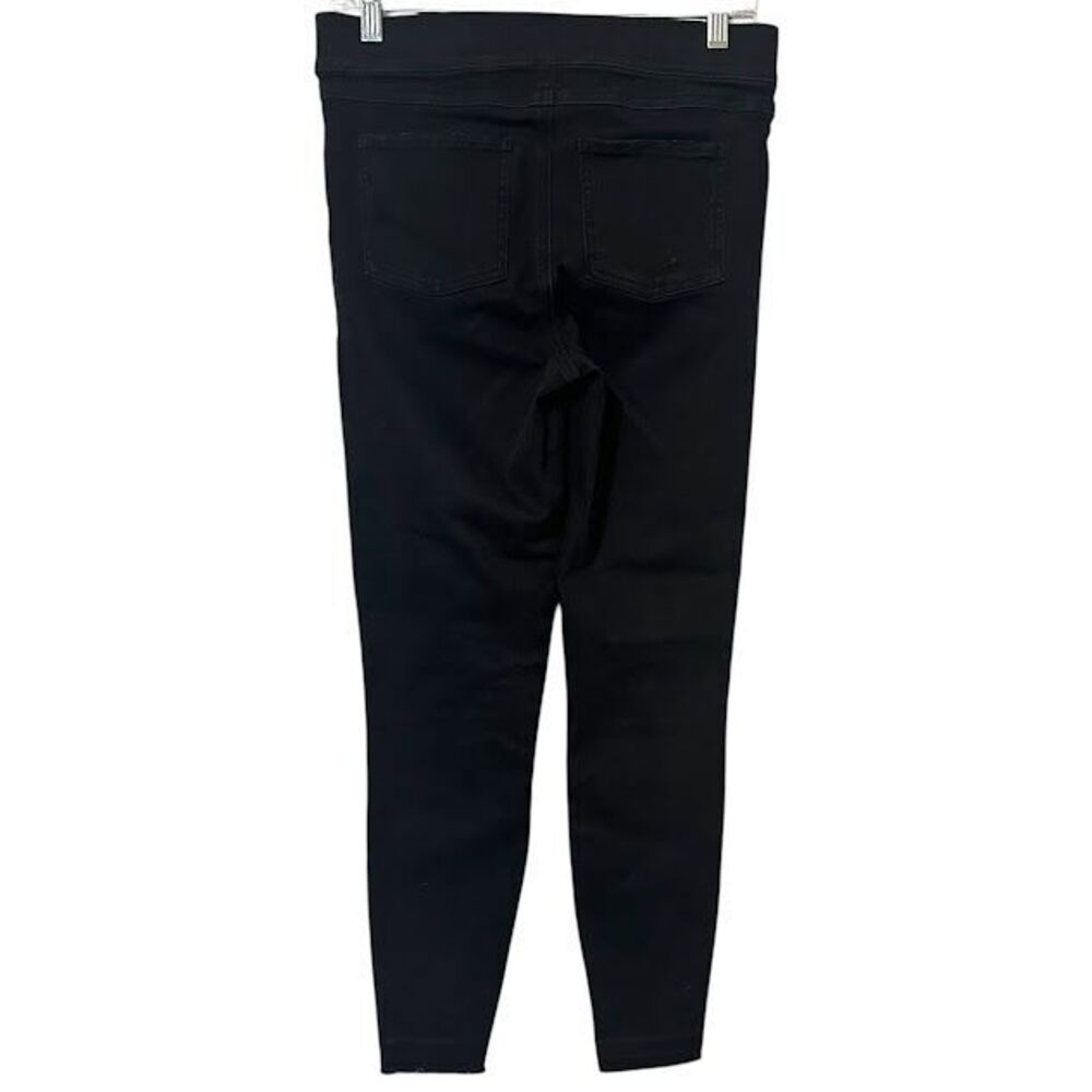 Spanx Black Tummy Control Raw Hem Stretch Pull On Skinny Jeans Womens M